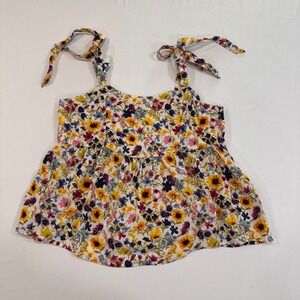 Old Navy Floral Tie-Shoulder Peplum Camisole Women Size S White Sunflower | Boho
